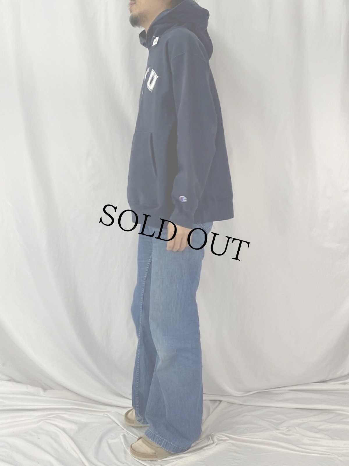 画像3: Champion ORIGINAL REVERSE WEAVE "NYU" スウェットフーディ L (3)