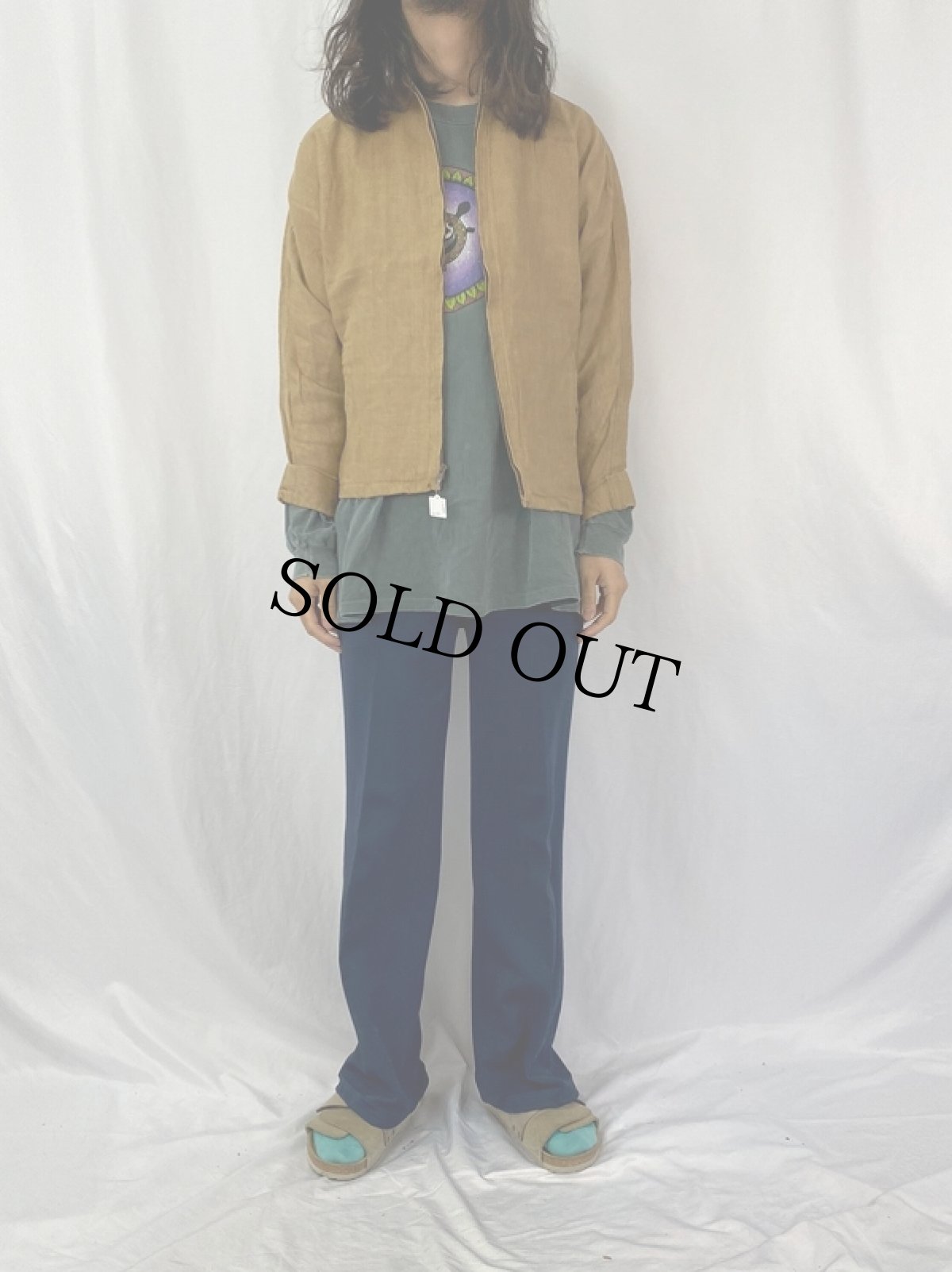 画像2: 70's〜 ドルマンスリーブ デザインリネンジャケット (2)