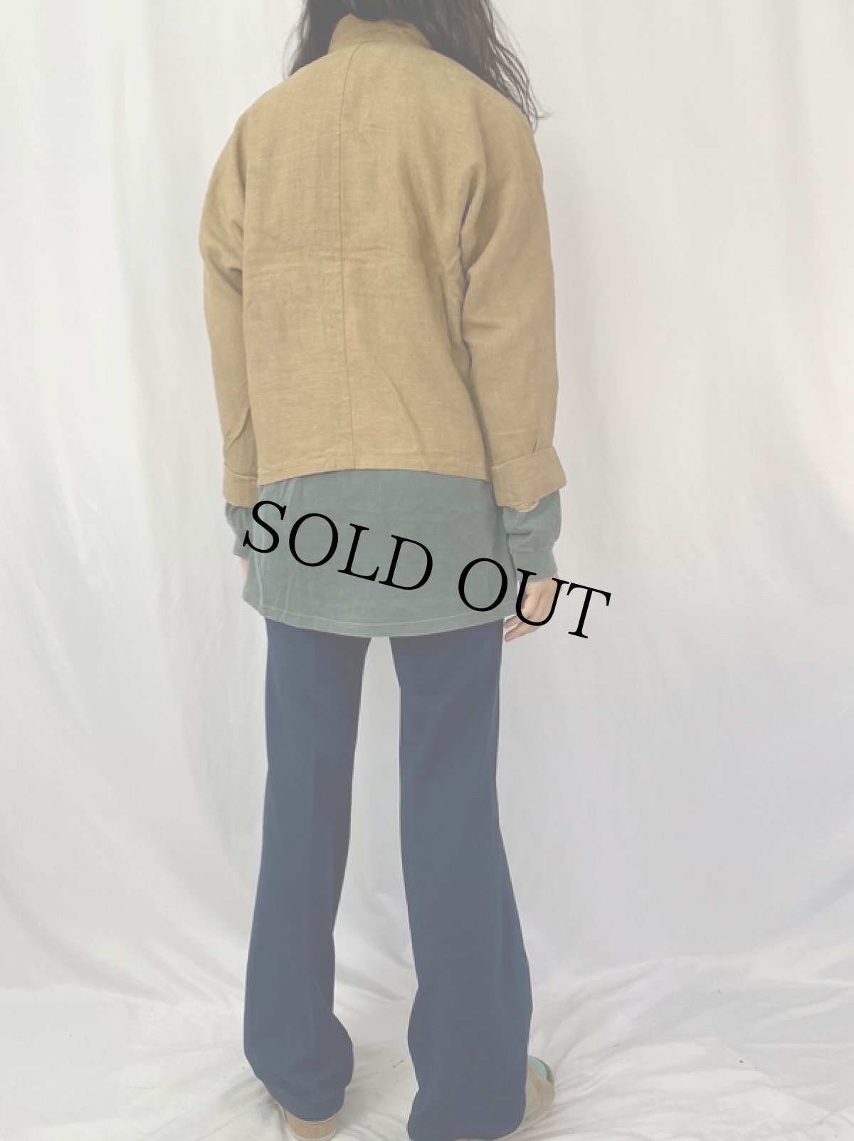 画像4: 70's〜 ドルマンスリーブ デザインリネンジャケット (4)