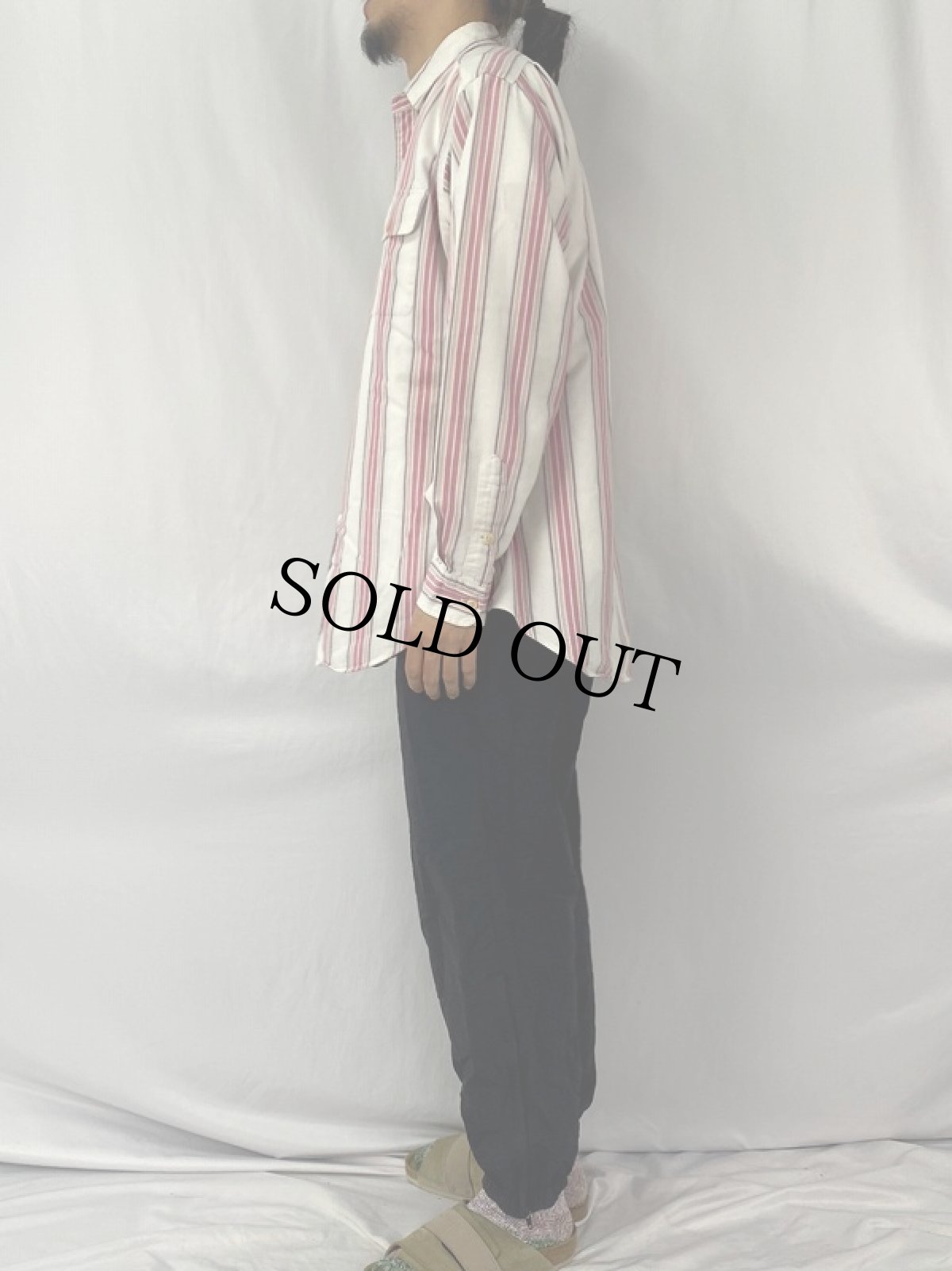 画像3: 80's〜90's POLO COUNTRY Ralph Lauren マルチストライプ柄 コットンシャツ L (3)