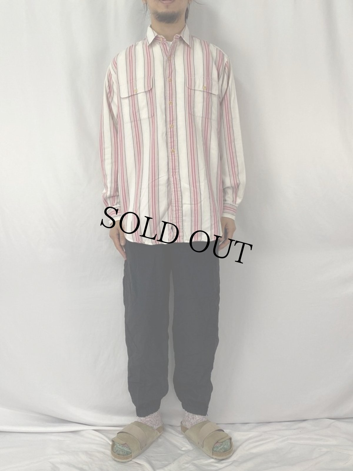 画像2: 80's〜90's POLO COUNTRY Ralph Lauren マルチストライプ柄 コットンシャツ L (2)