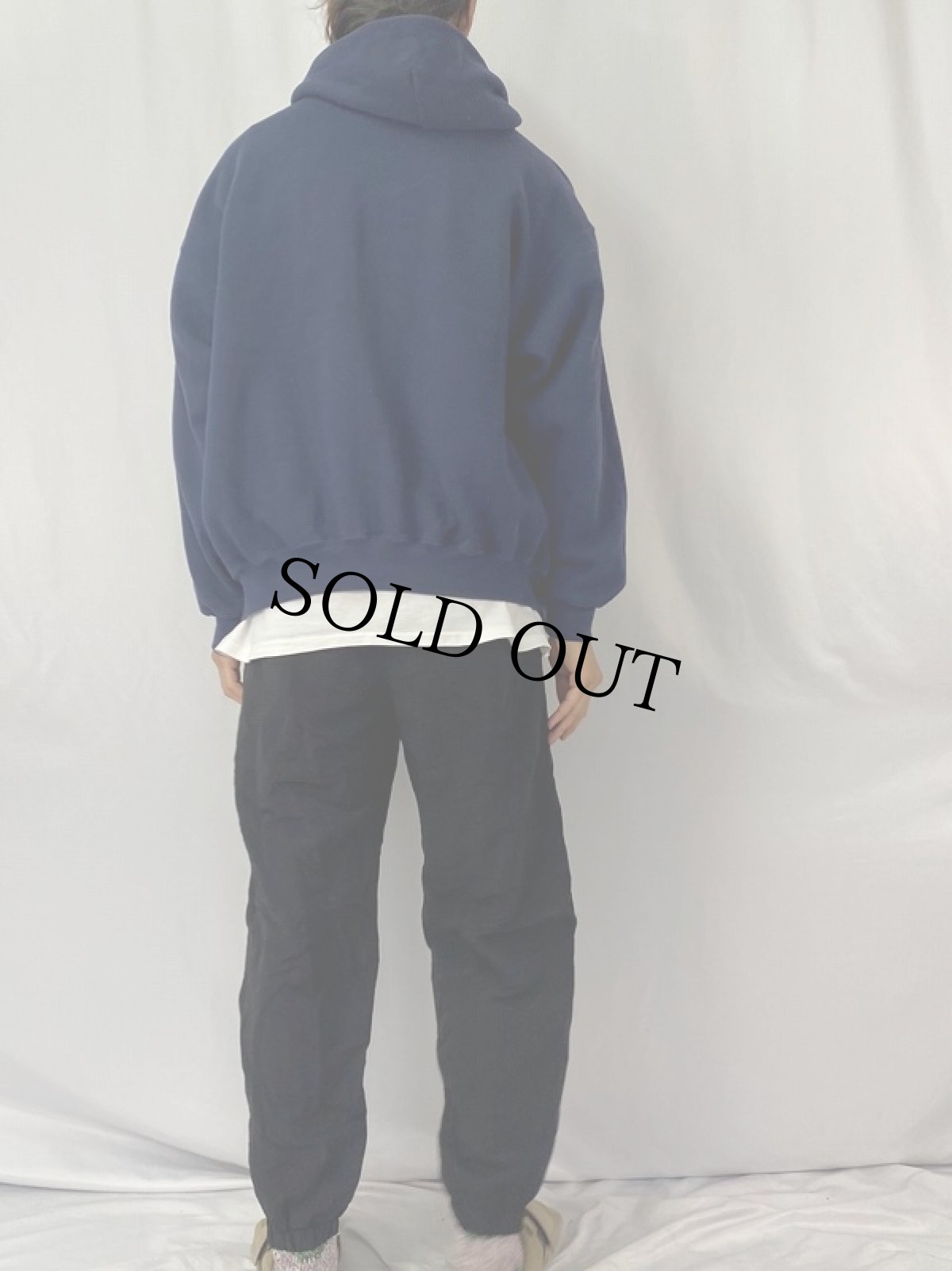 画像4: 90's〜 DISCUS 無地 ジップパーカー XL NAVY (4)