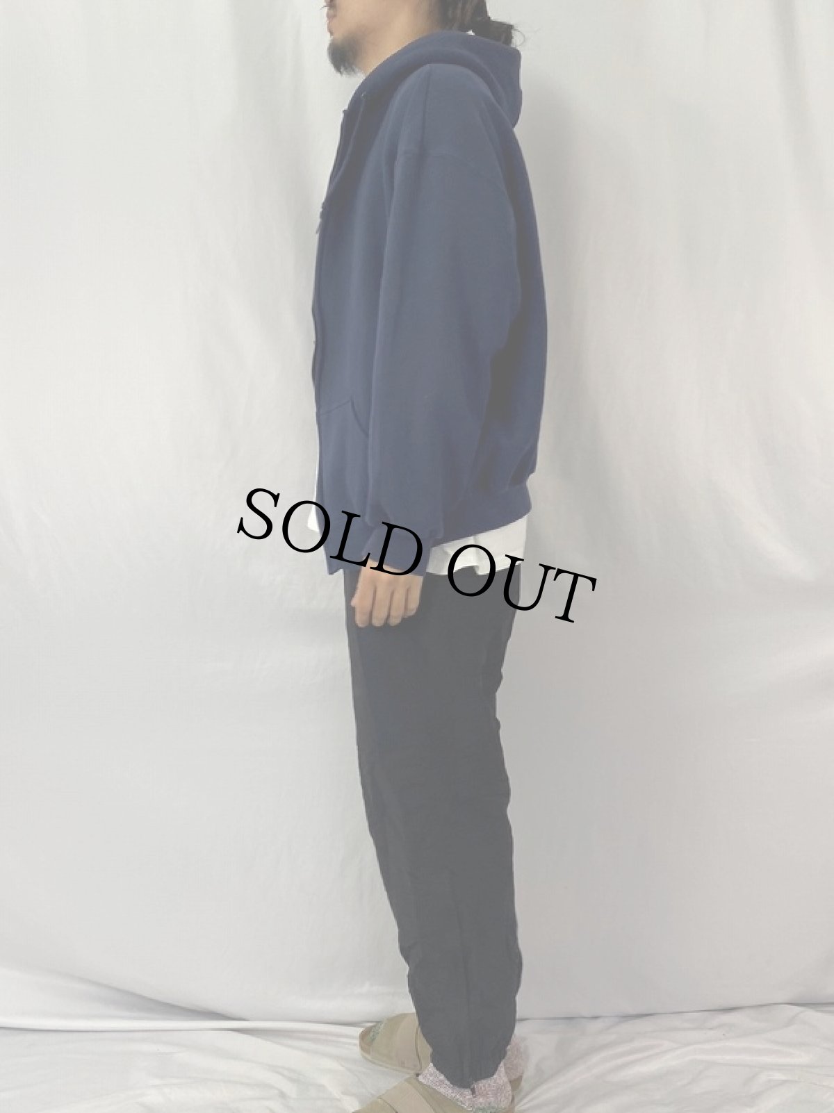 画像3: 90's〜 DISCUS 無地 ジップパーカー XL NAVY (3)