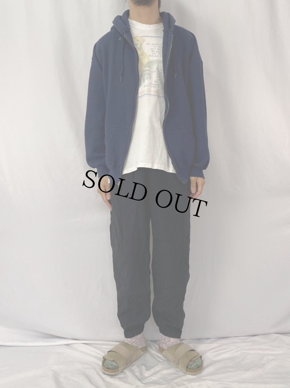 画像2: 90's〜 DISCUS 無地 ジップパーカー XL NAVY (2)