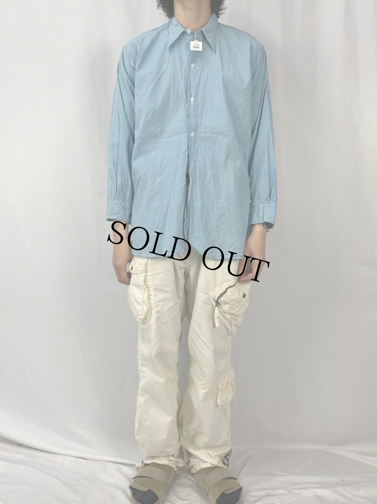 画像2: VINTAGE EURO グランパシャツ SIZE40 (2)