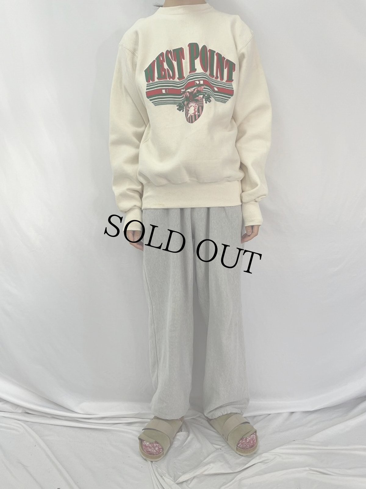 画像2: 90's MVP USA製 REVERE WEAVE TYPE "WEST POINT" プリントスウェット MEDIUM  (2)