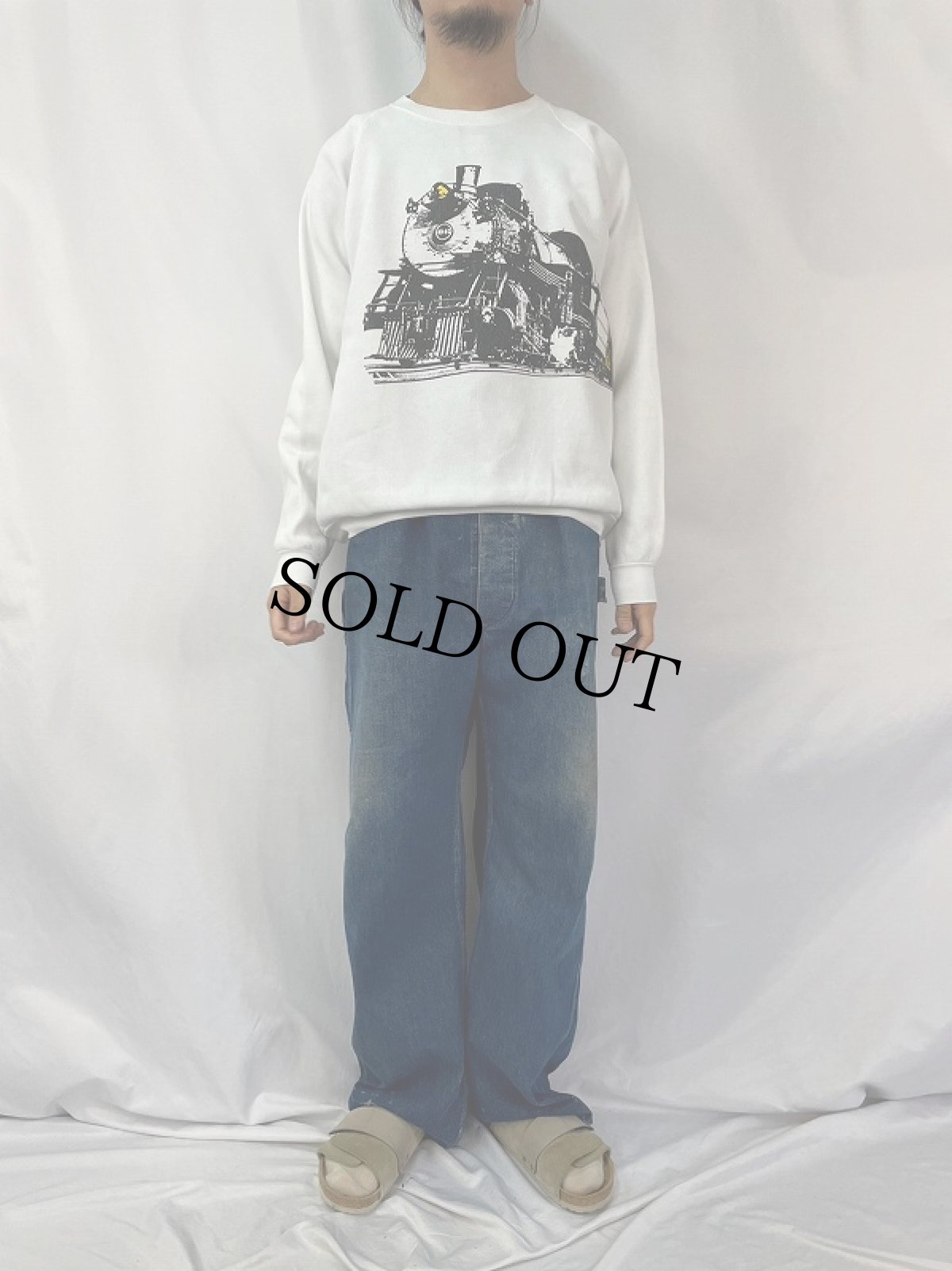 画像3: 90's RIVERTOWN TRADING CO. USA製 機関車プリントスウェット XL (3)