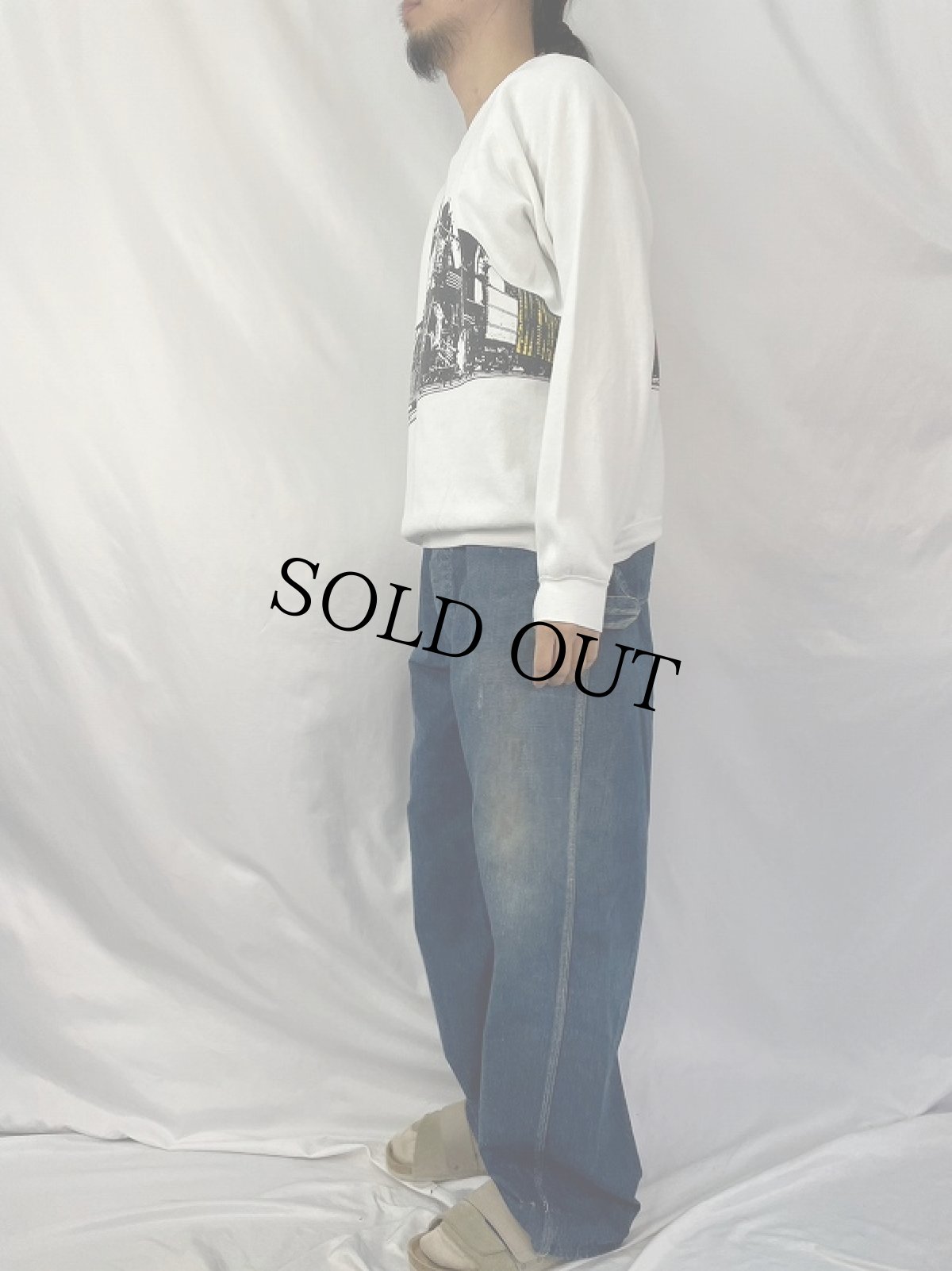 画像4: 90's RIVERTOWN TRADING CO. USA製 機関車プリントスウェット XL (4)