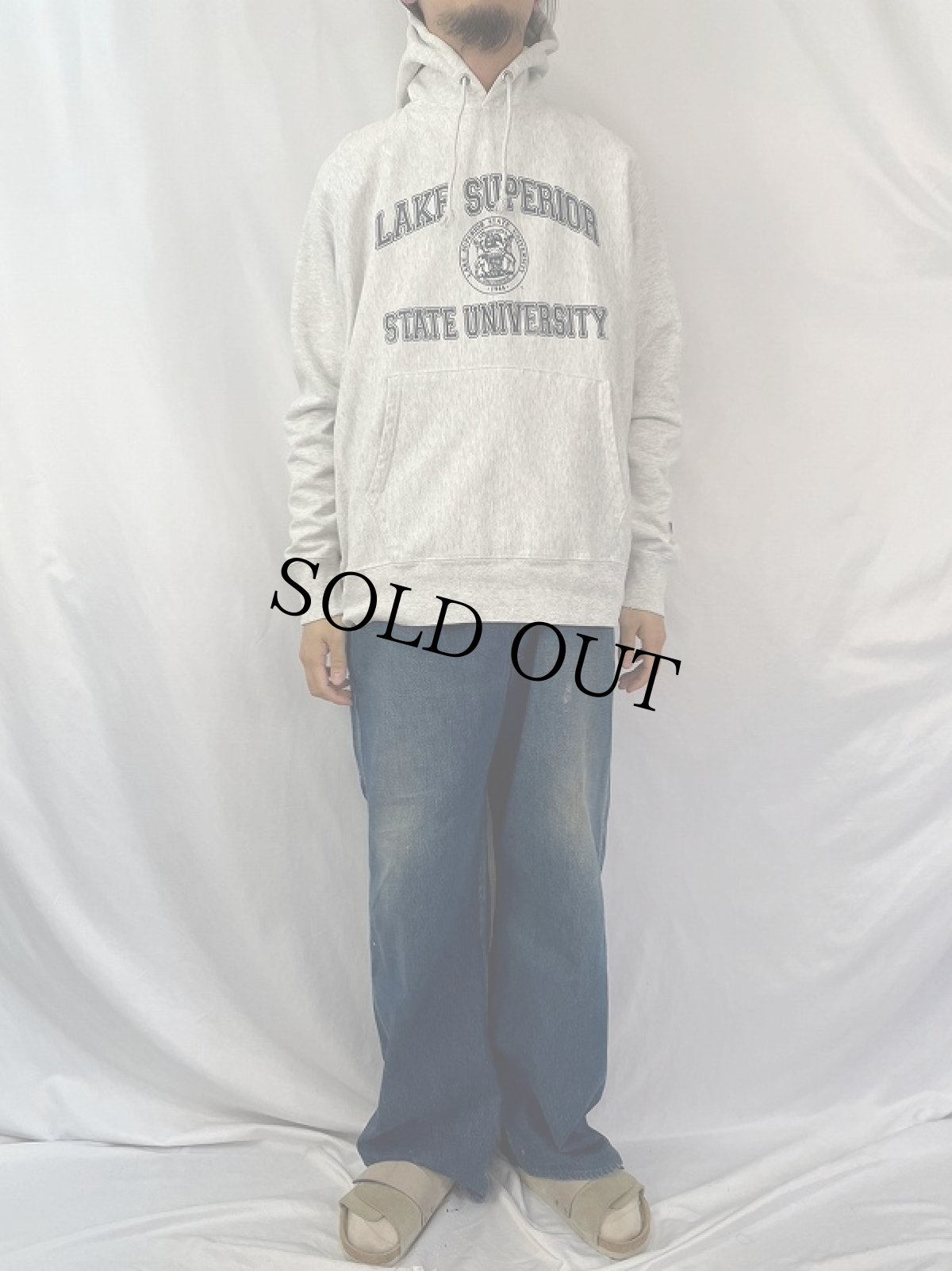 画像2: Champion REVERSE WEAVE "LAKE SUPERIOR STATE UNIVERSITY" スウェットフーディ LARGE (2)