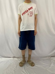 画像2: 【お客様支払い処理中】70's RUSSELL ATHLETIC "PIZZA BOY" キャラクターリンガーTシャツ L (2)