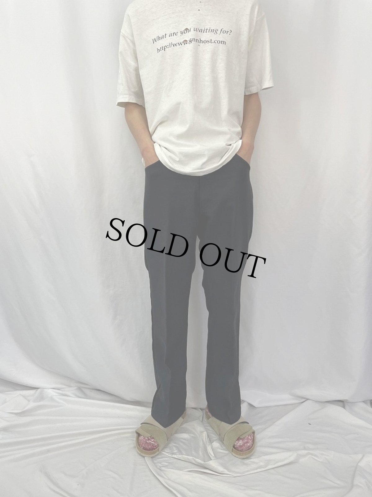 画像2: 90's Levi's 517 USA製 "STA-PREST" ポリエステルパンツ W36 BLACK (2)