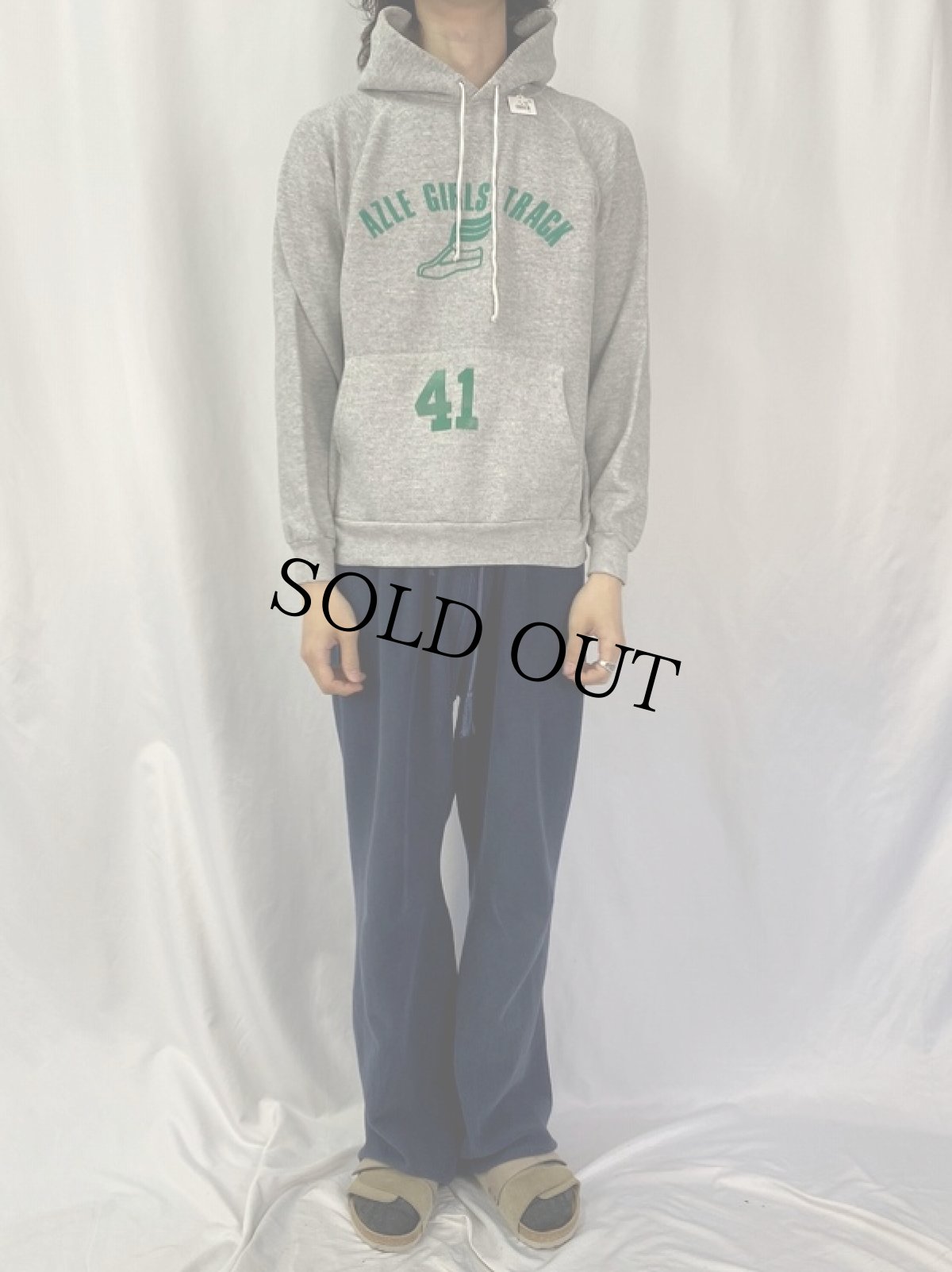 画像2: 80〜90's "AZLE GIRLS TRACK" プリントスウェットフーディー L (2)