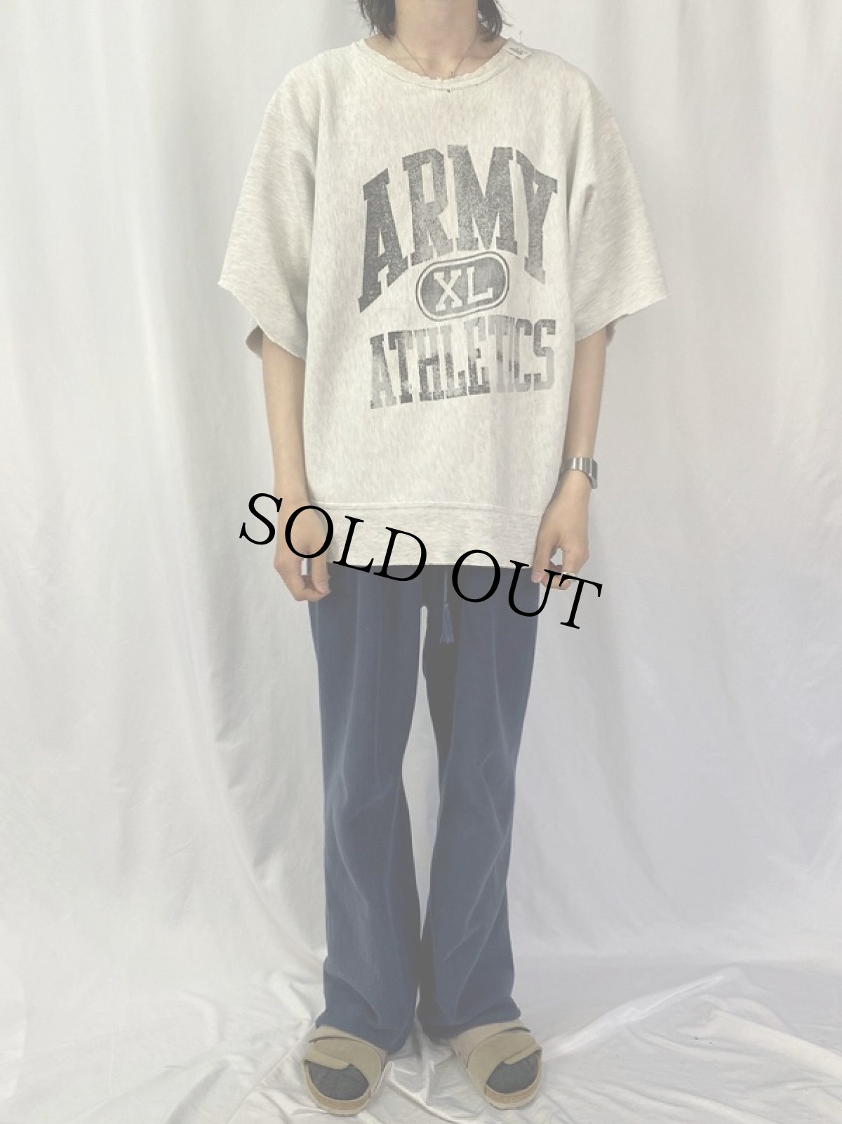 画像2: REVERE WEAVE TYPE "ARMY" カットオフ半袖スウェット  (2)