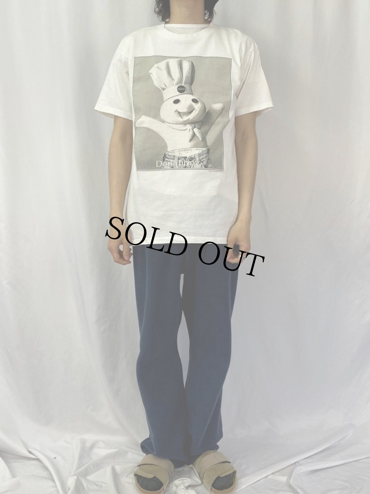 画像2: 90's Pillsbury Doughboy USA製 キャラクターパロディプリントTシャツ L (2)