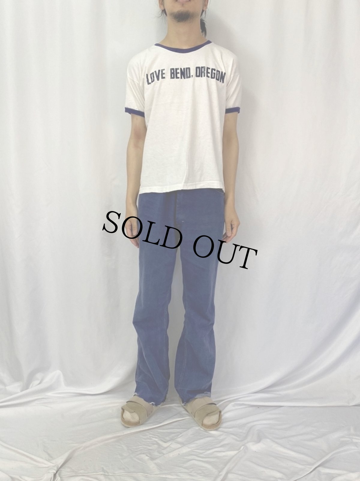 画像2: 70's Champion USA製 バータグ "I LOVE BEND, OREGON" ラバープリントリンガーTシャツ XL (2)