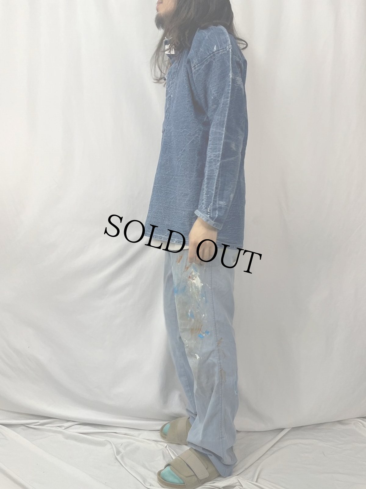 画像3: モックネック デニムプルオーバースモック L (3)