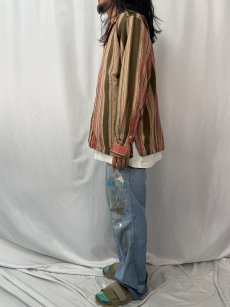 画像3: POLO Ralph Lauren "CALDWELL" マルチストライプ柄 コットン×リネン オープンカラーシャツ L (3)