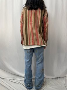画像4: POLO Ralph Lauren "CALDWELL" マルチストライプ柄 コットン×リネン オープンカラーシャツ L (4)