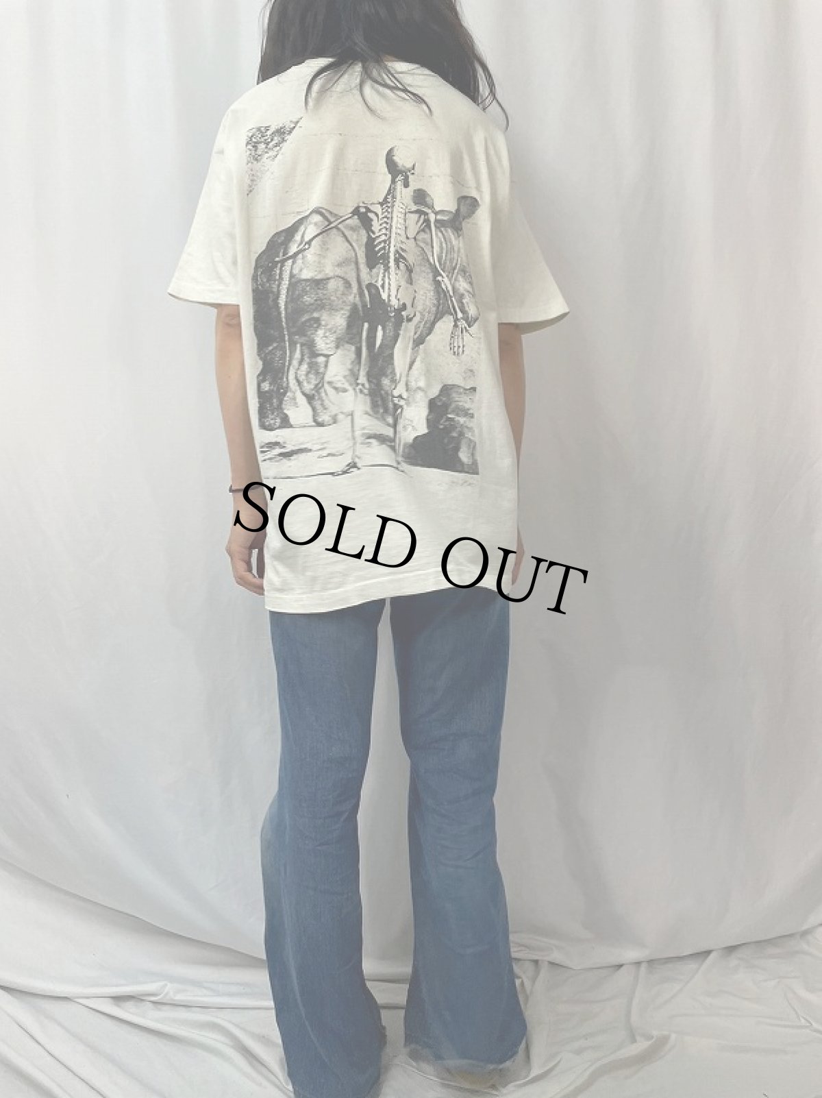 画像4: 90's 骸骨&サイ USA製 イラストTシャツ XL (4)