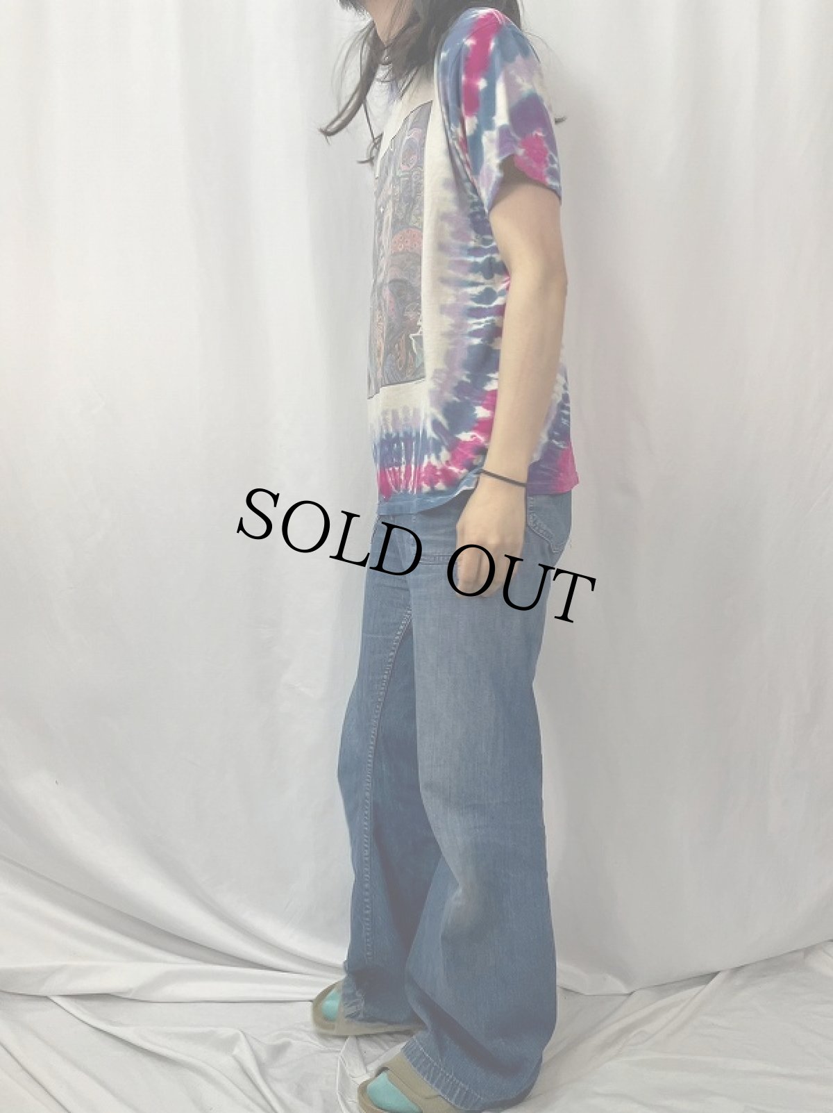 画像3: 90's Jimi Hendrix タイダイ染め ミュージシャンTシャツ L (3)