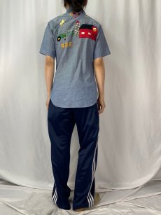 画像4: 70's Wrangler USA製 ハンド刺繍 シャンブレーシャツ L (4)