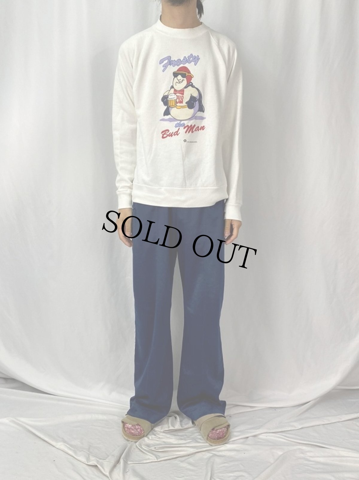 画像2: 90's Budweiser USA製 "Frosty the Bud Man" ビールメーカー ラメプリントスウェット L (2)