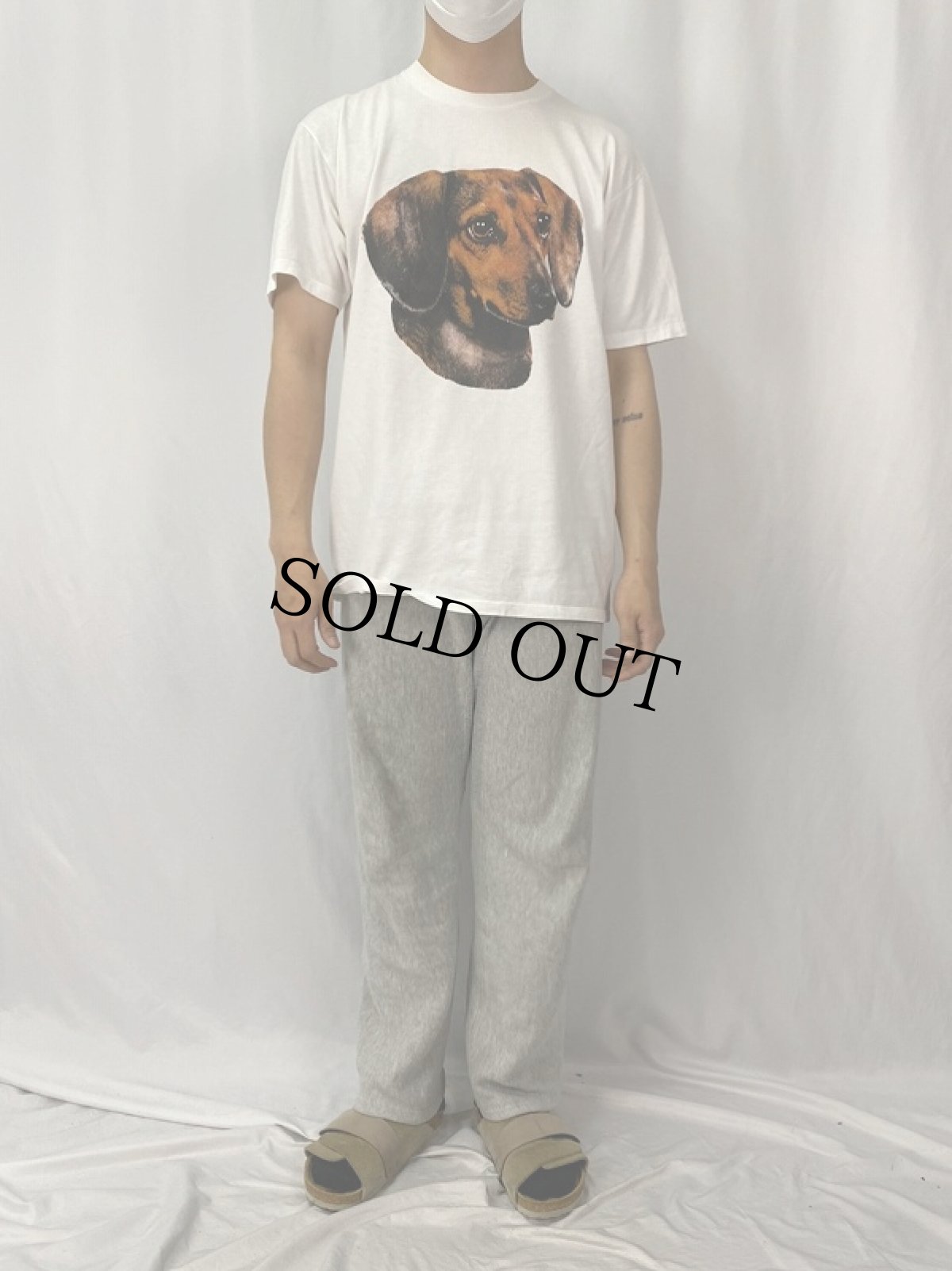 画像2: 90's USA製 犬プリントTシャツ L (2)