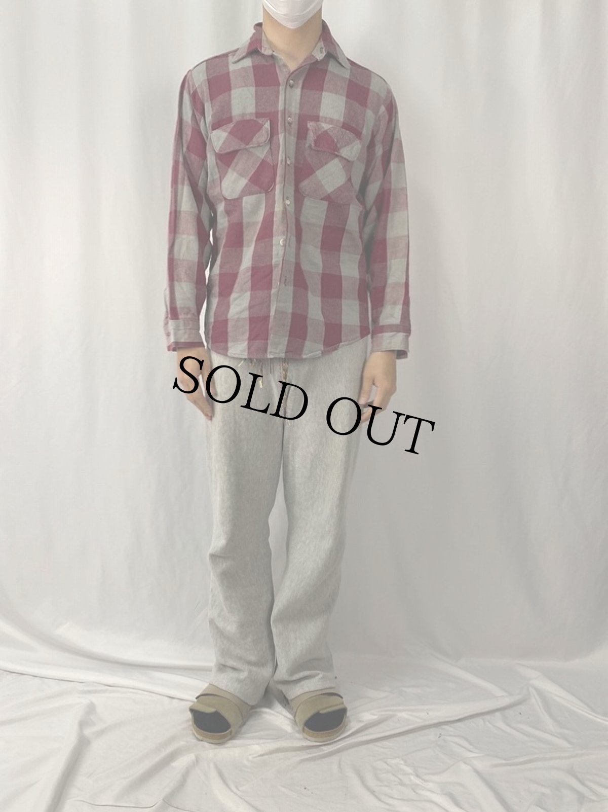 画像2: 70〜80's FIVE BROTHERS USA製 ブロックチェック柄 ヘビーネルシャツ M (2)