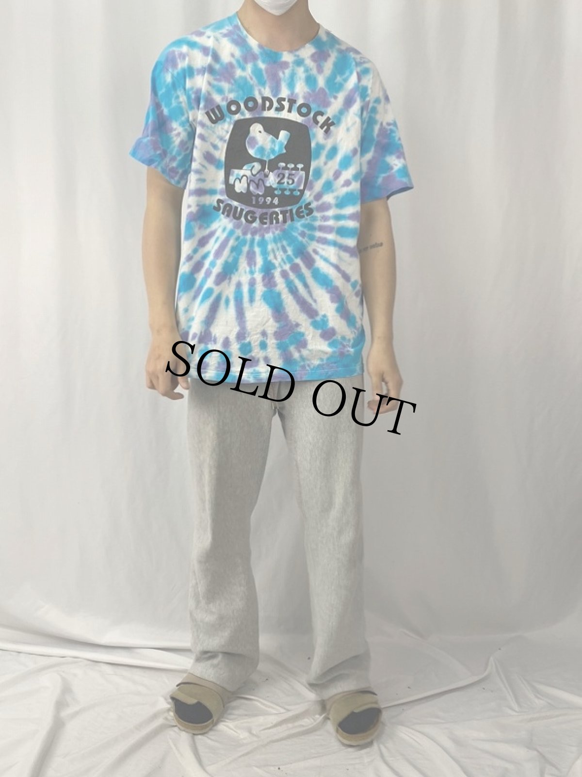 画像2: 90's WOODSTOCK SAUGERTIES ロックフェスティバル タイダイTシャツ L (2)