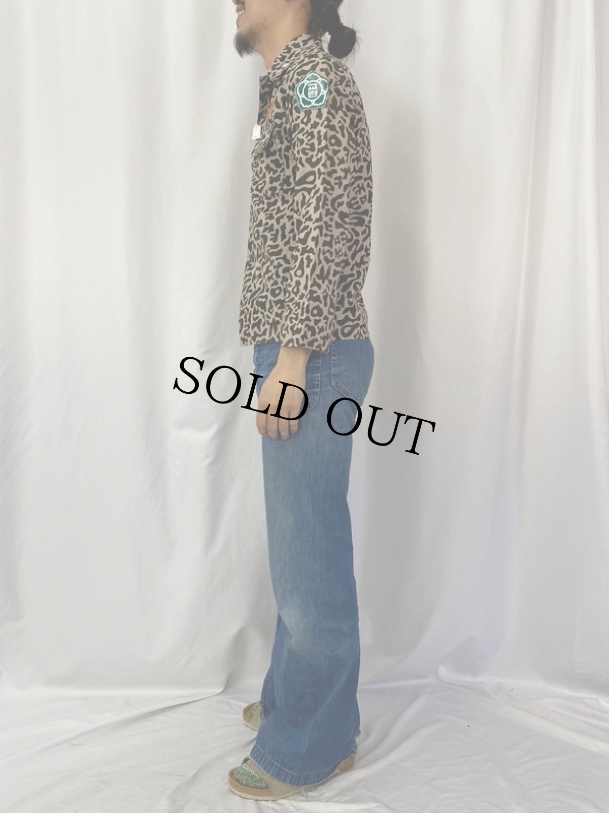 画像3: 70's 韓国 学生軍事訓練用 バクテリア迷彩 シャツ (3)