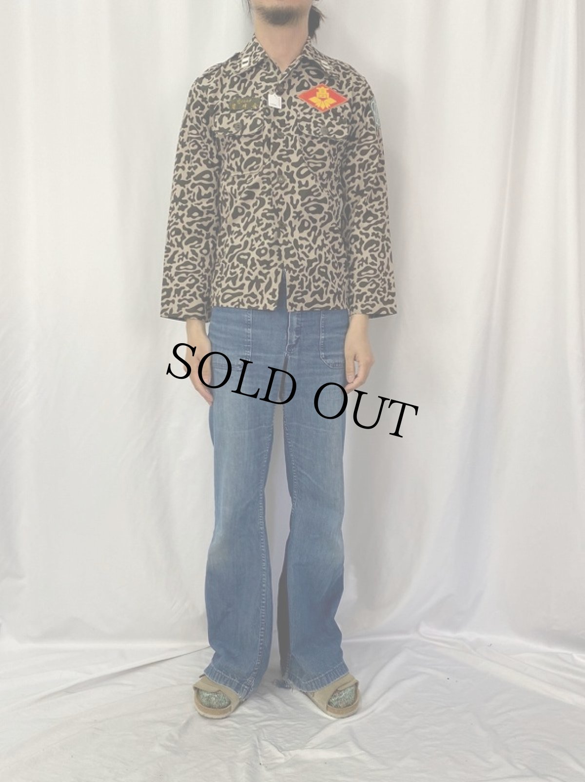 画像2: 70's 韓国 学生軍事訓練用 バクテリア迷彩 シャツ (2)