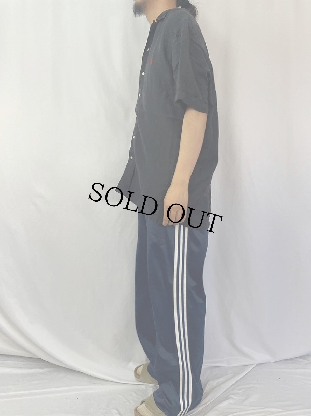 画像3: POLO Ralph Lauren ヘリンボーン織 リネン×シルク オープンカラーシャツ XL (3)