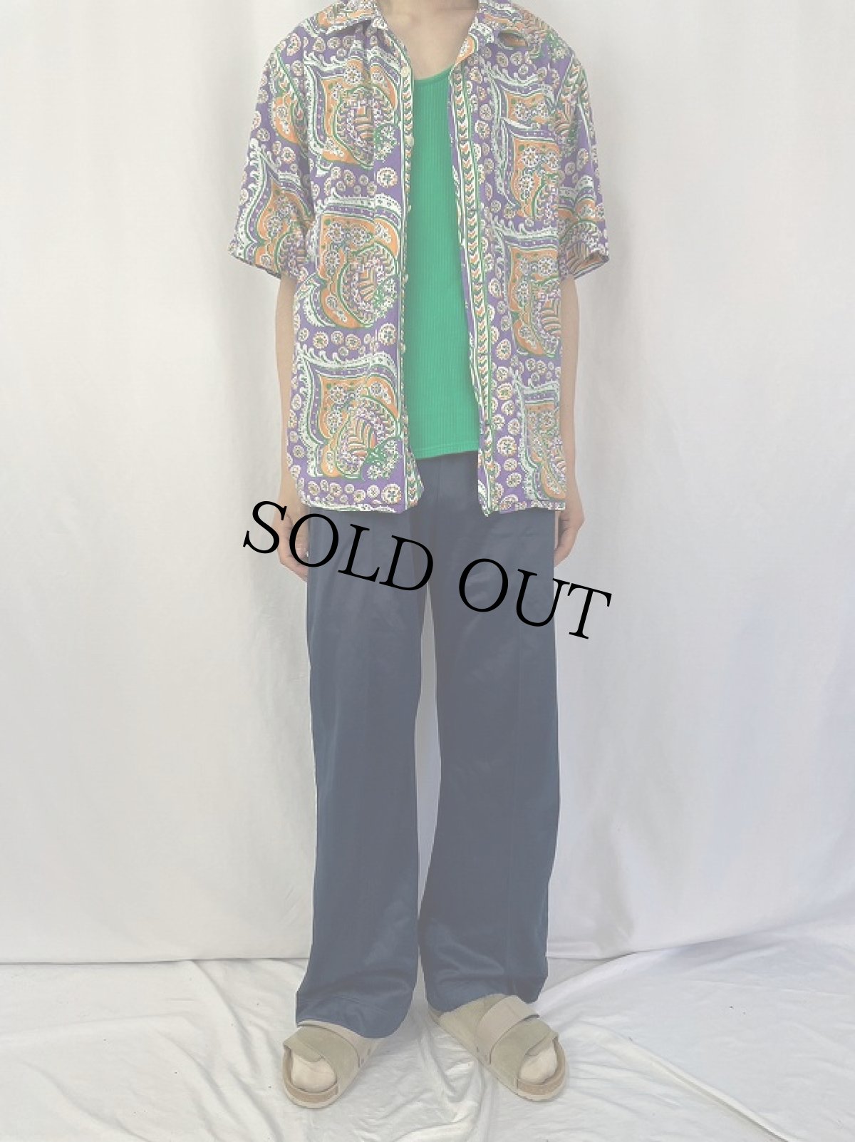 画像2: 90's〜 POLO Ralph Lauren "ANDY CAMP" オリエンタル柄 コットンオープンカラーシャツ L (2)