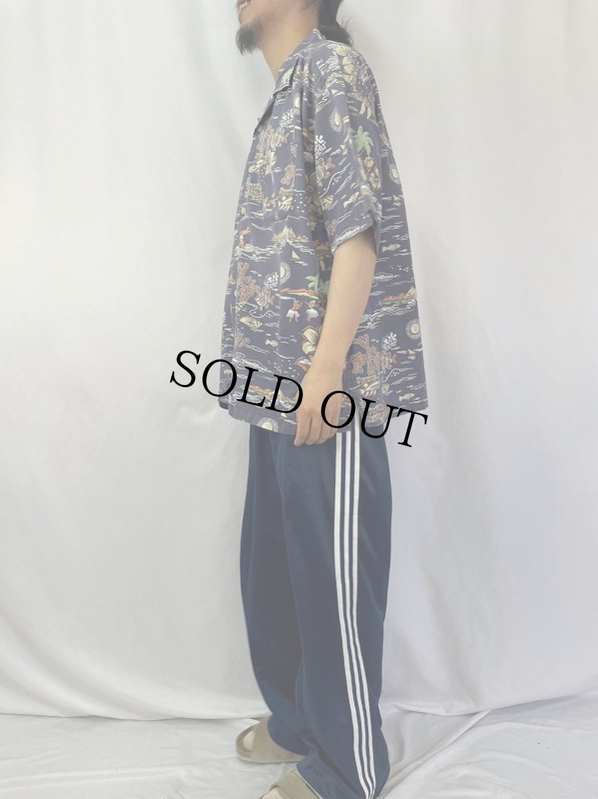 画像3: 90's POLO SPORT Ralph Lauren マリン柄 コットンアロハシャツ XXL (3)