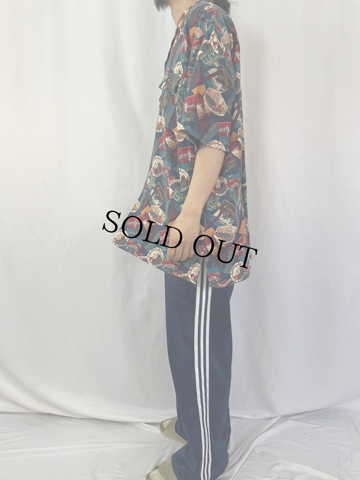 画像3: 90's POLO Ralph Lauren 総柄 レーヨンオープンカラーシャツ XL (3)