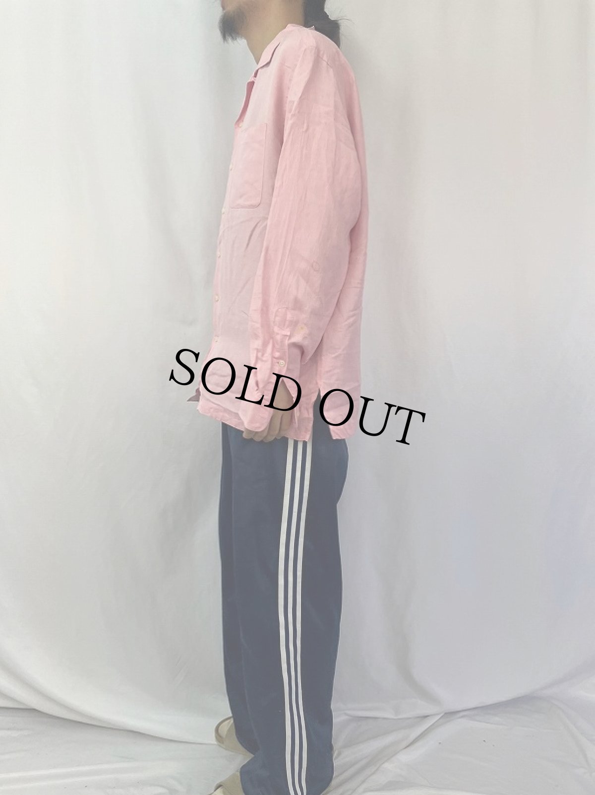 画像3: POLO Ralph Lauren リネン×シルク オープンカラーシャツ L (3)