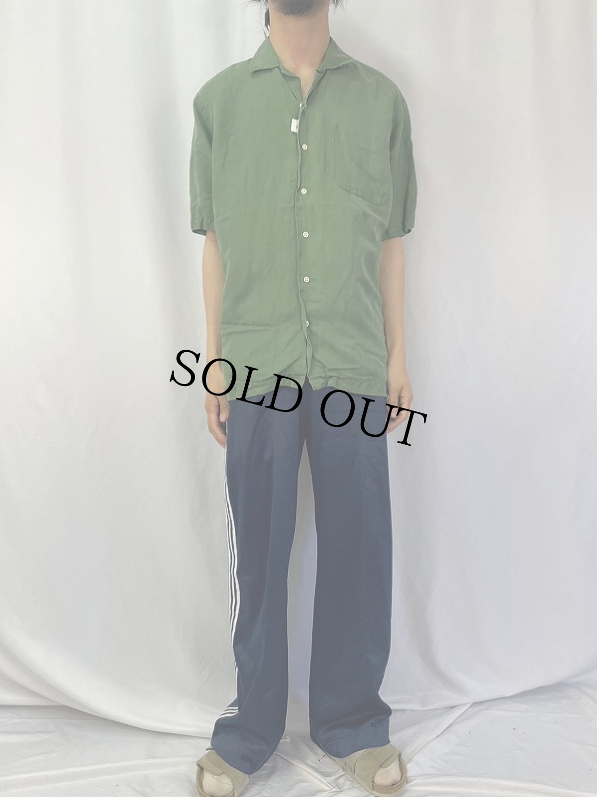 画像2: POLO Ralph Lauren "CALDWELL" リネン×シルク オープンカラーシャツ M (2)