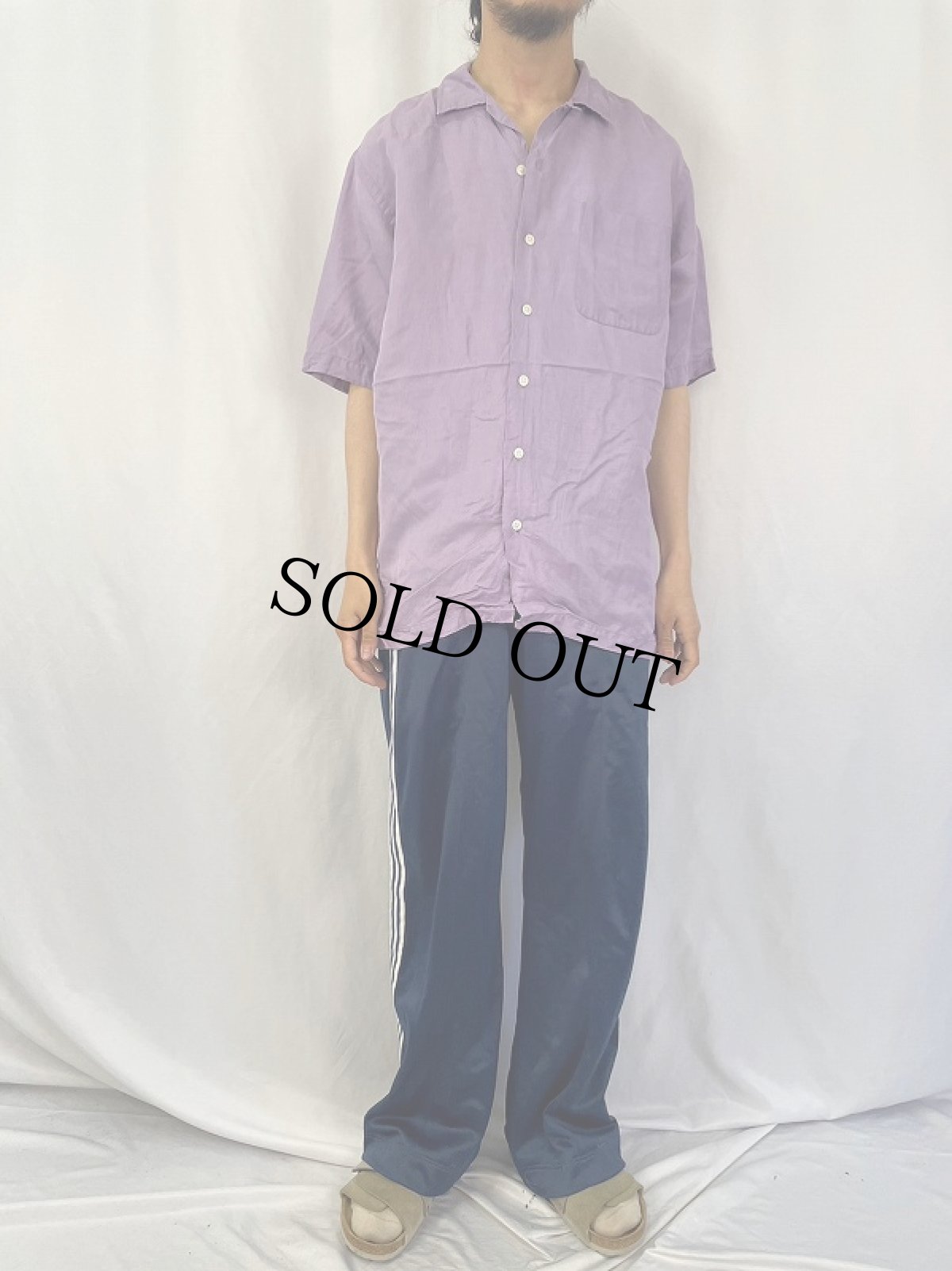 画像2: POLO Ralph Lauren "CALDWELL" リネン×シルク オープンカラーシャツ L (2)