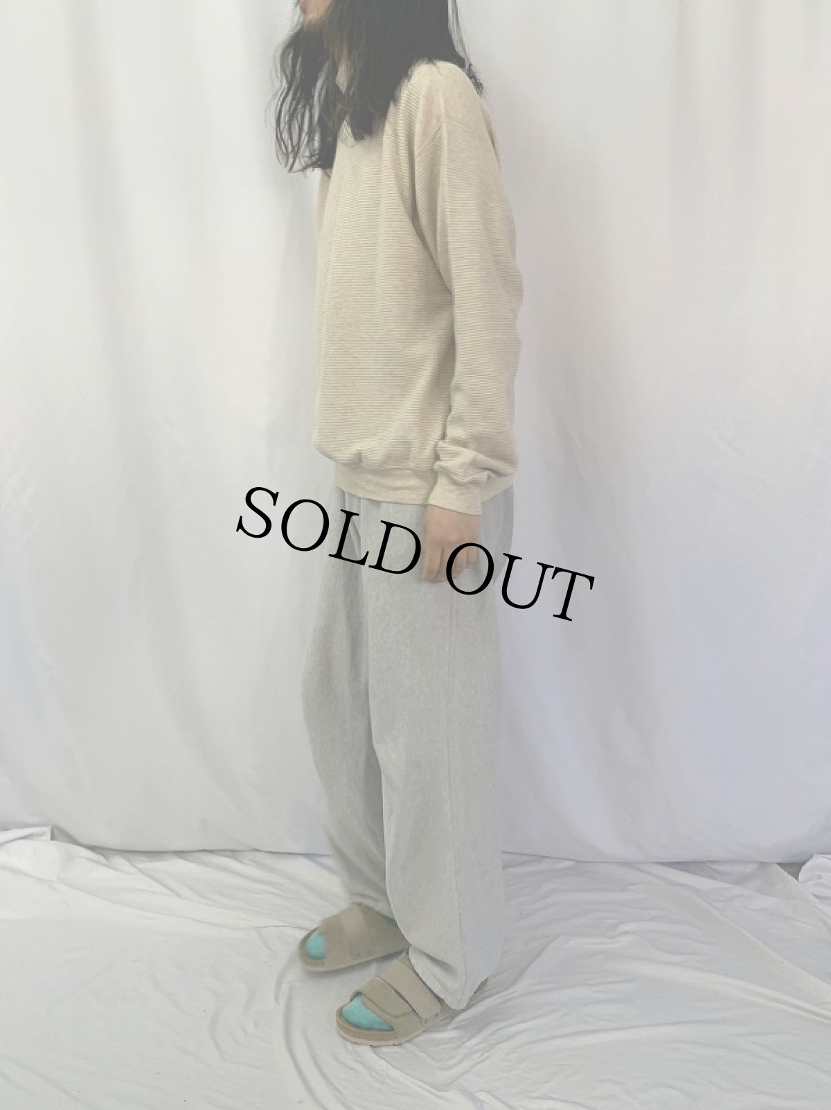 画像3: 90's LANDS'END USA製 ボーダー柄 タートルネックスウェット M (3)