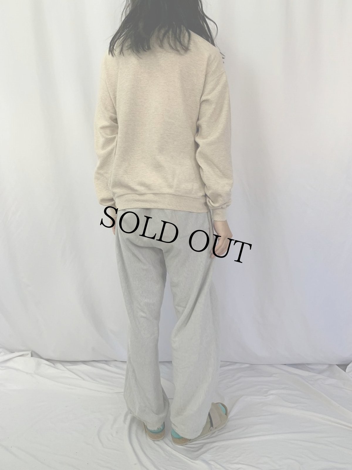 画像4: 90's LANDS'END USA製 ボーダー柄 タートルネックスウェット M (4)