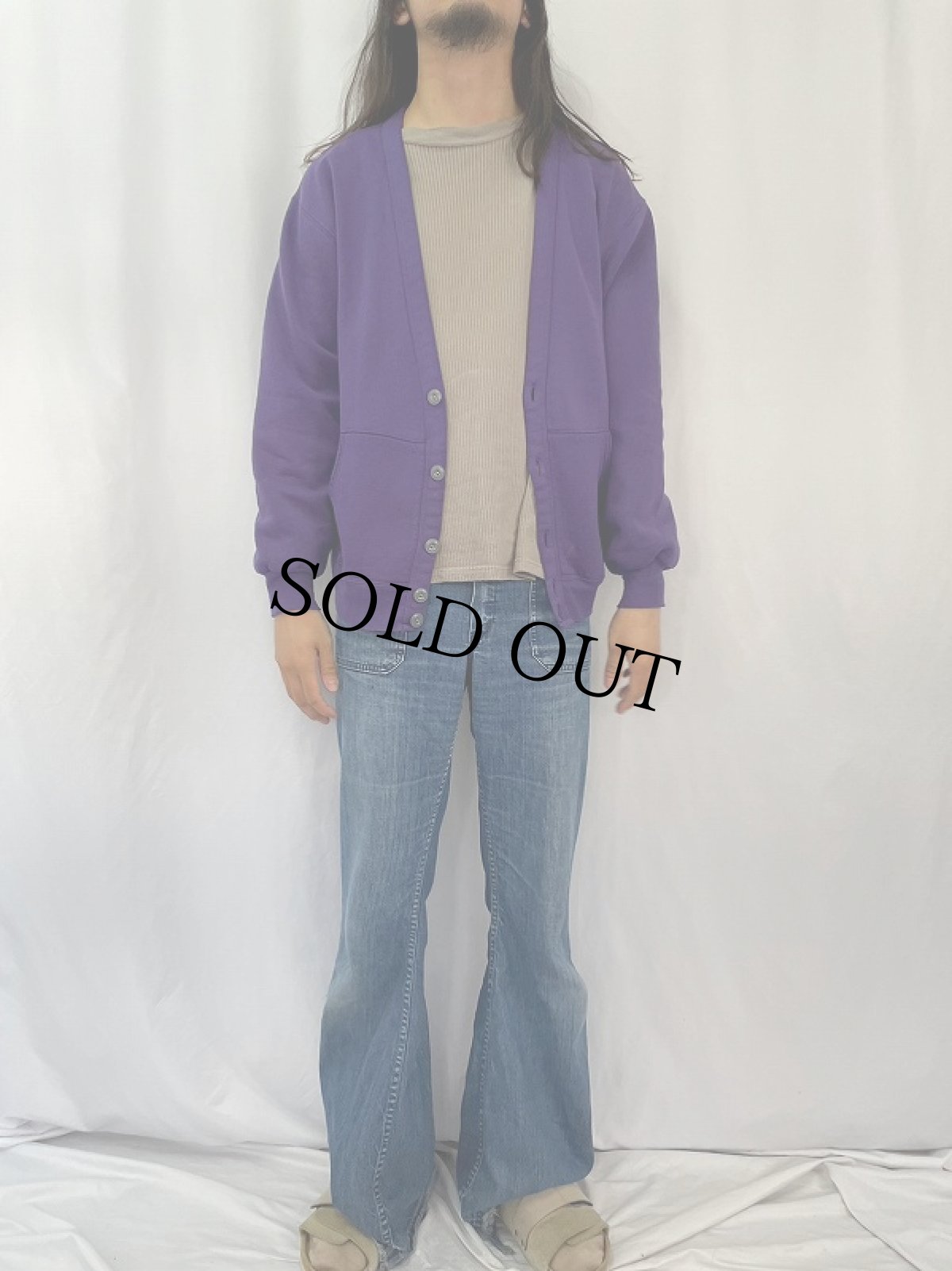 画像2: 90's RUSSEL ATHELETIC USA製 スウェットカーディガン L (2)