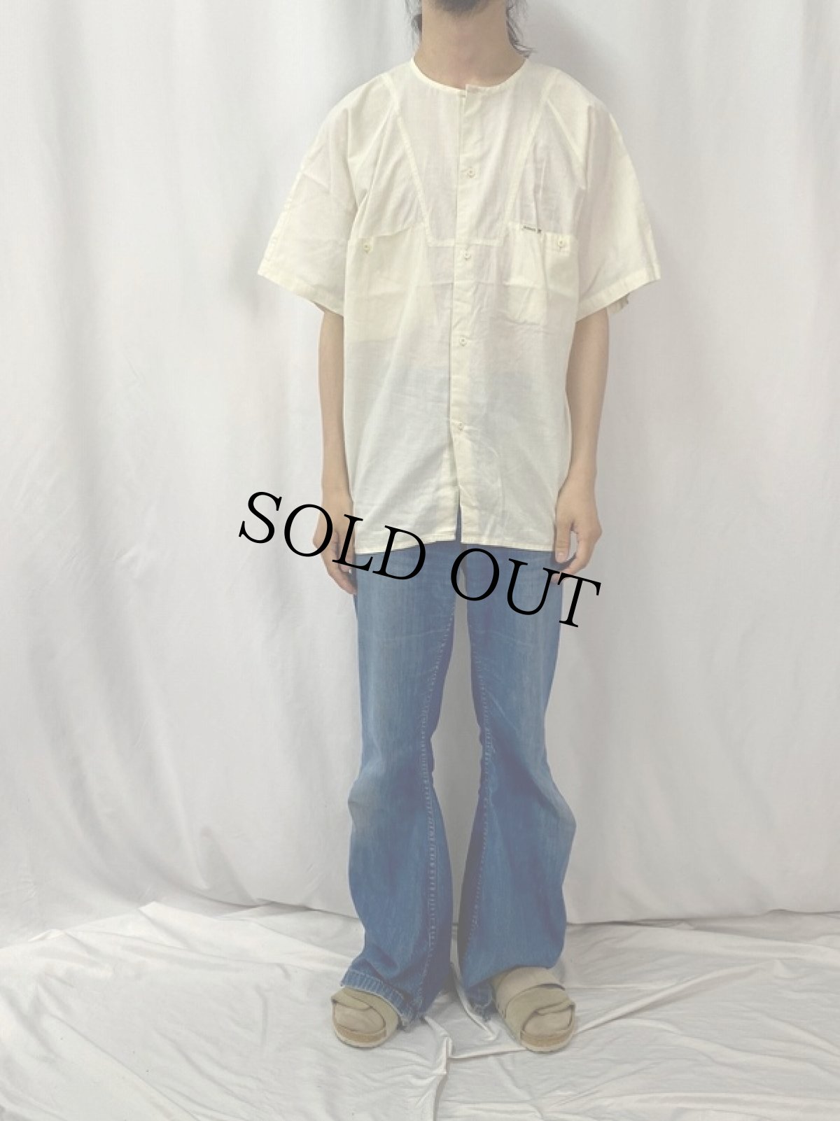 画像2: MOUSTACHE デザインノーカラーシャツ M (2)