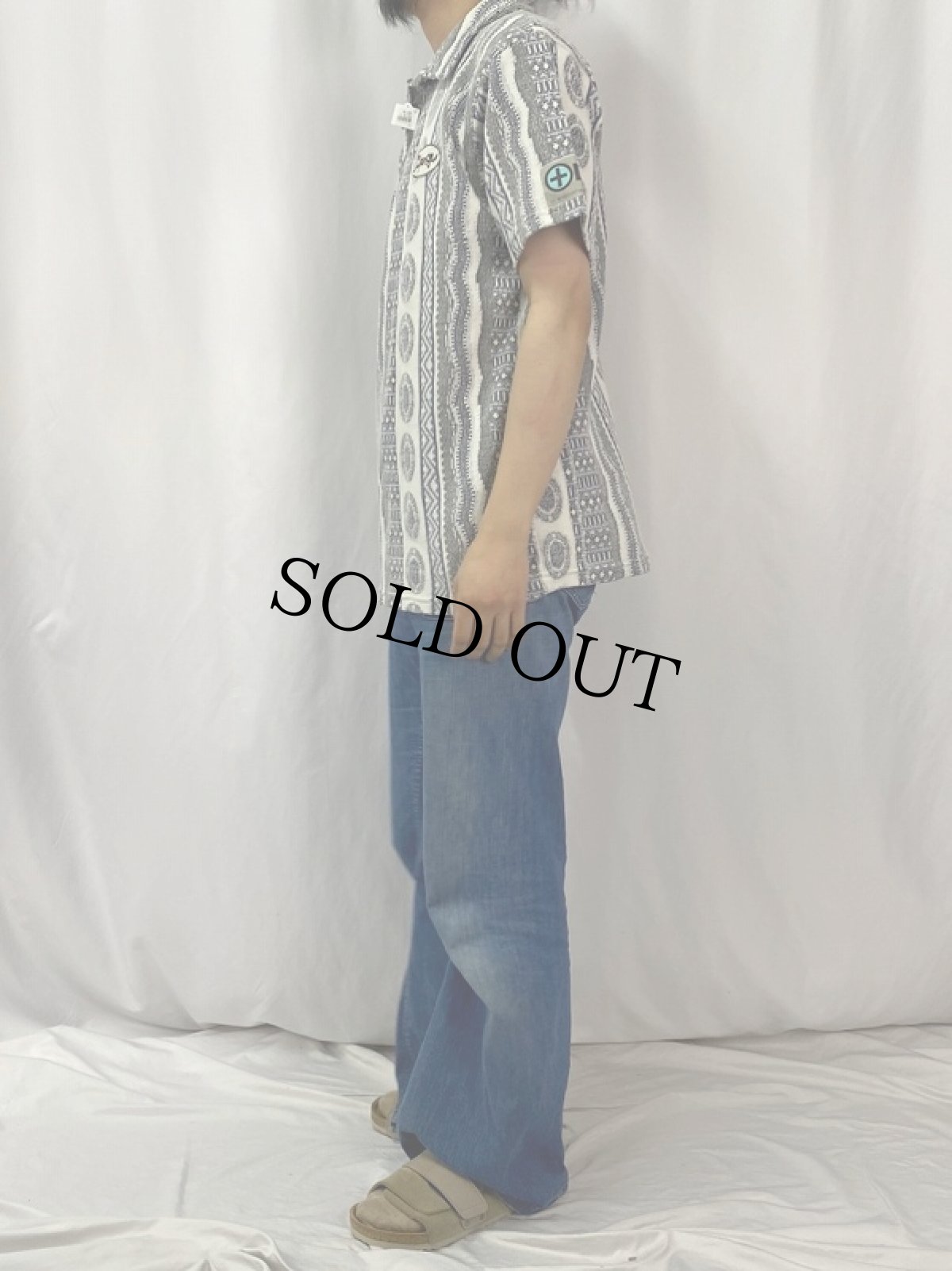 画像3: 90's WINDSURFING CHIEMSEE 総柄 ポロシャツ S (3)