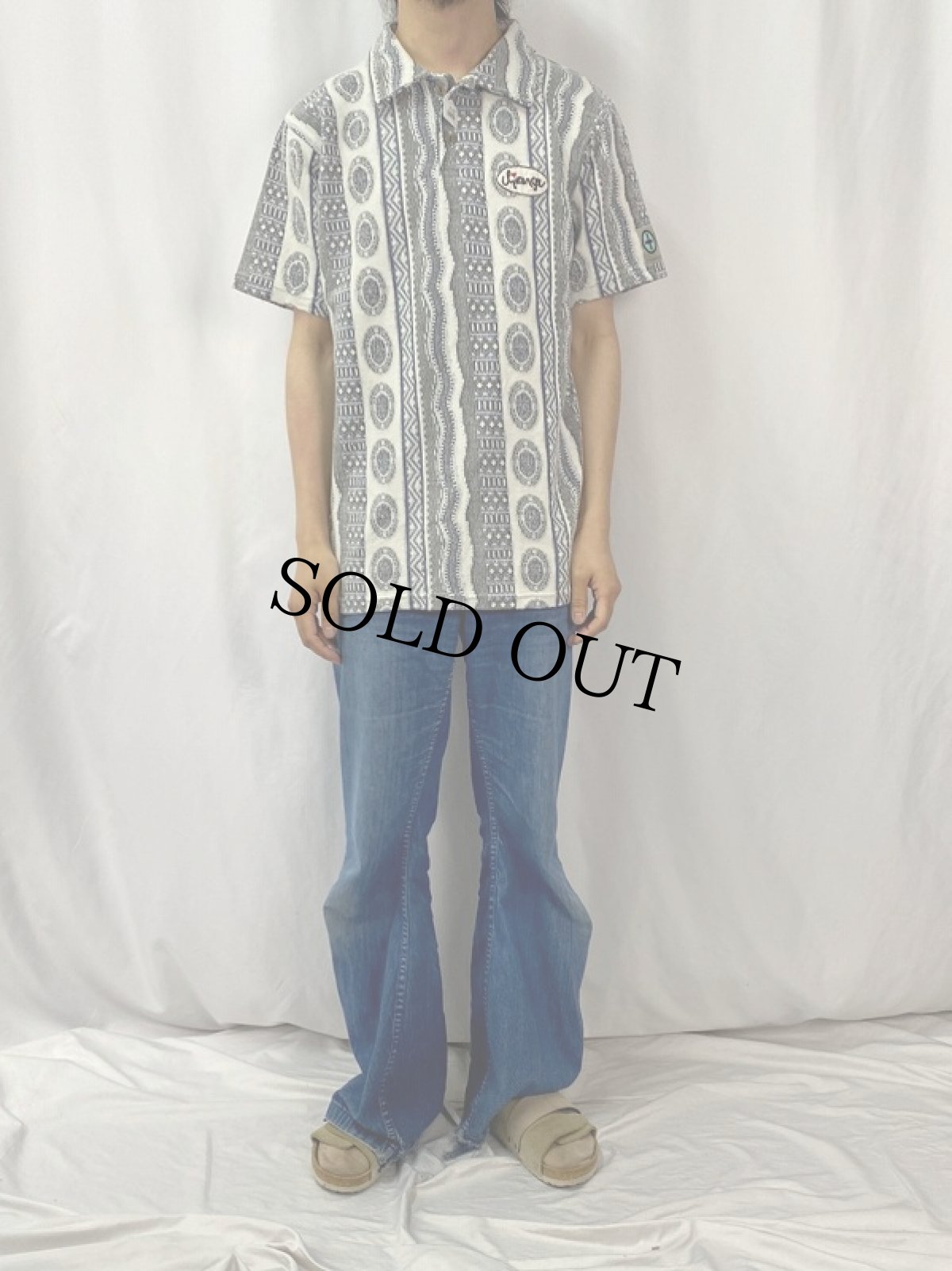 画像2: 90's WINDSURFING CHIEMSEE 総柄 ポロシャツ S (2)