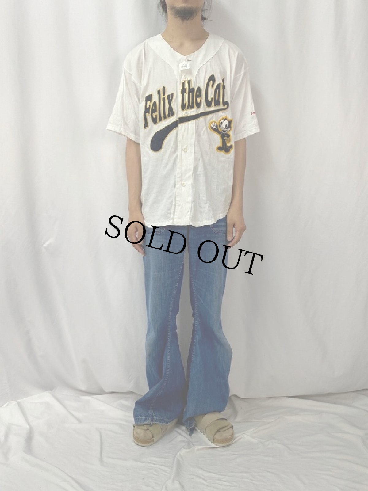 画像2: 90's MITUBISHI OIL "Felix the Cat" ベースボールシャツ  (2)