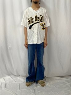 画像2: 90's MITUBISHI OIL "Felix the Cat" ベースボールシャツ  (2)