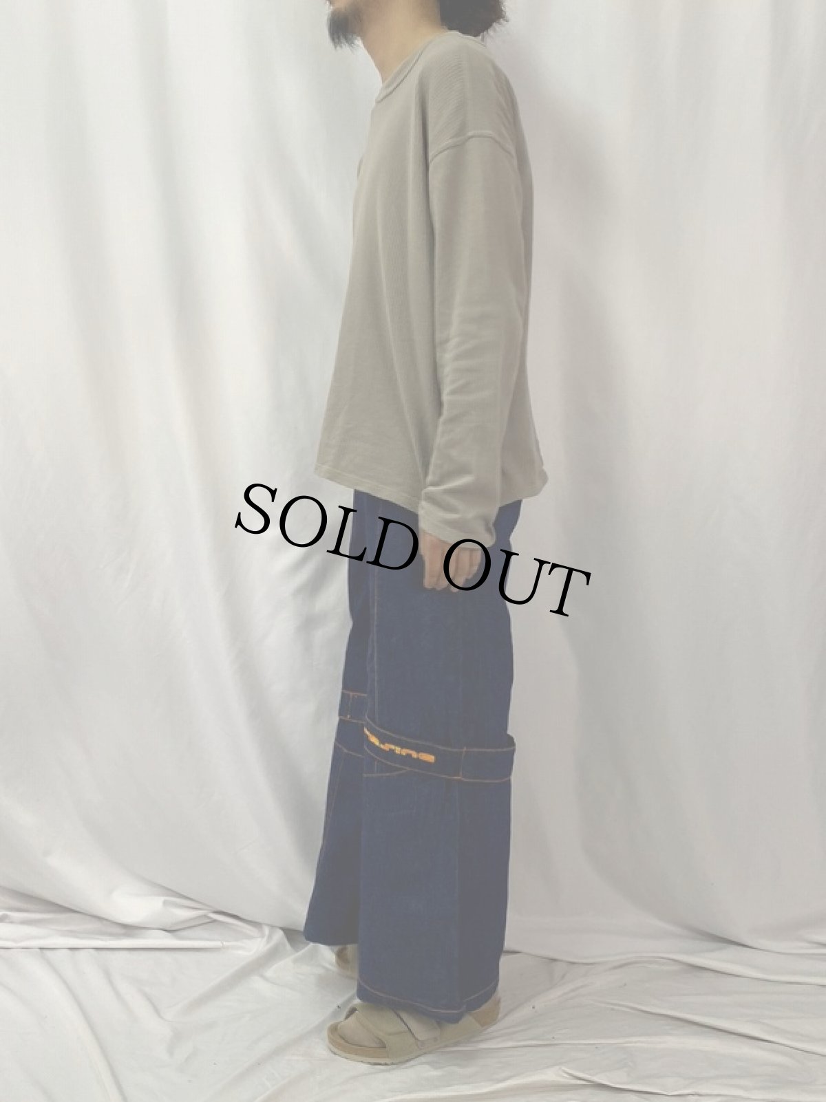 画像3: resina デザインワイドデニムパンツ W31 (3)