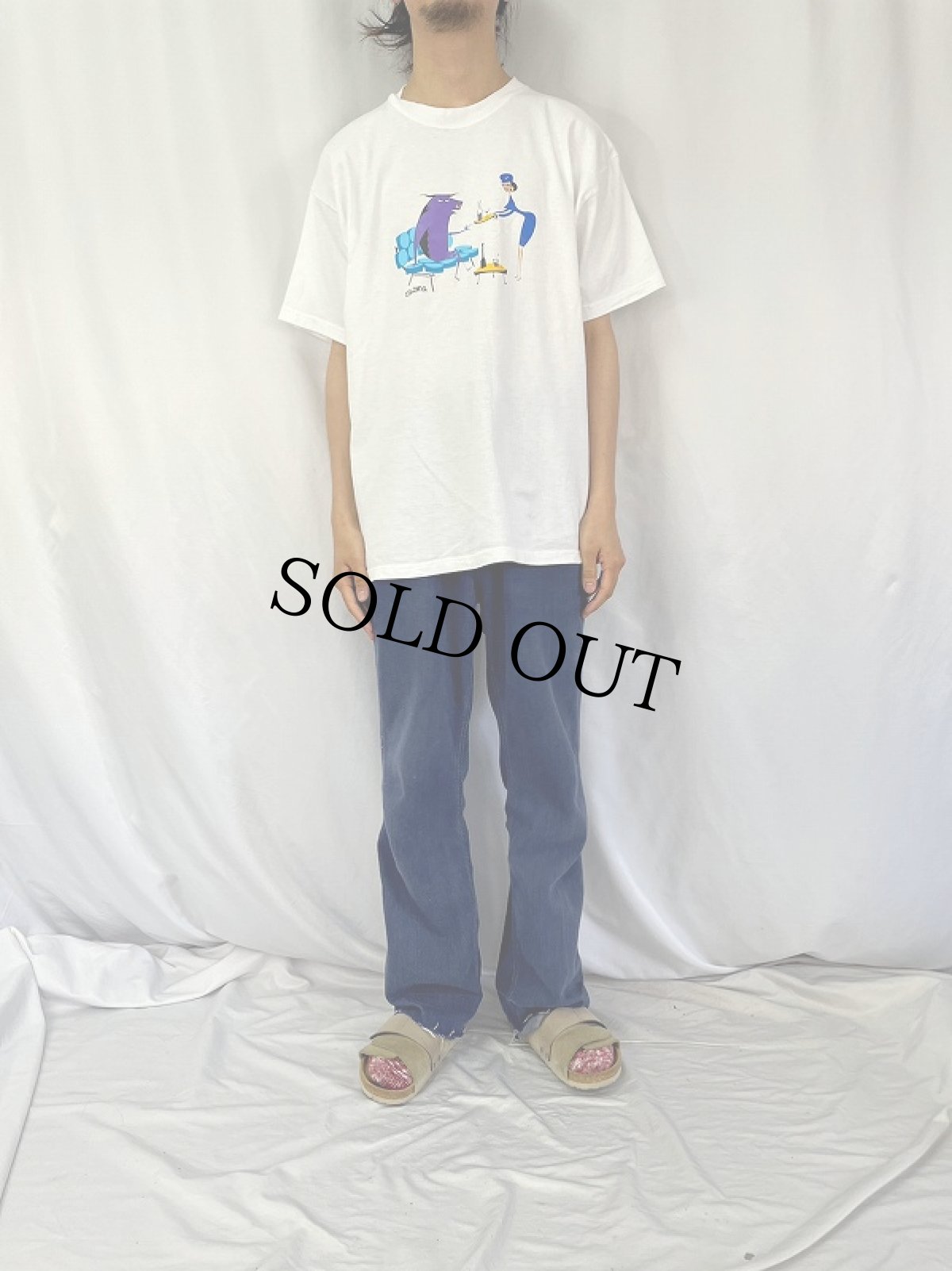 画像2: 2001 SHAG USA製 アートプリントTシャツ L (2)