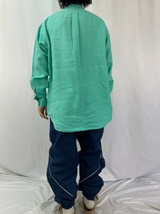 画像4: Ralph Lauren "CLASSIC FIT" ロゴ刺繍 リネンボタンダウンシャツ M (4)
