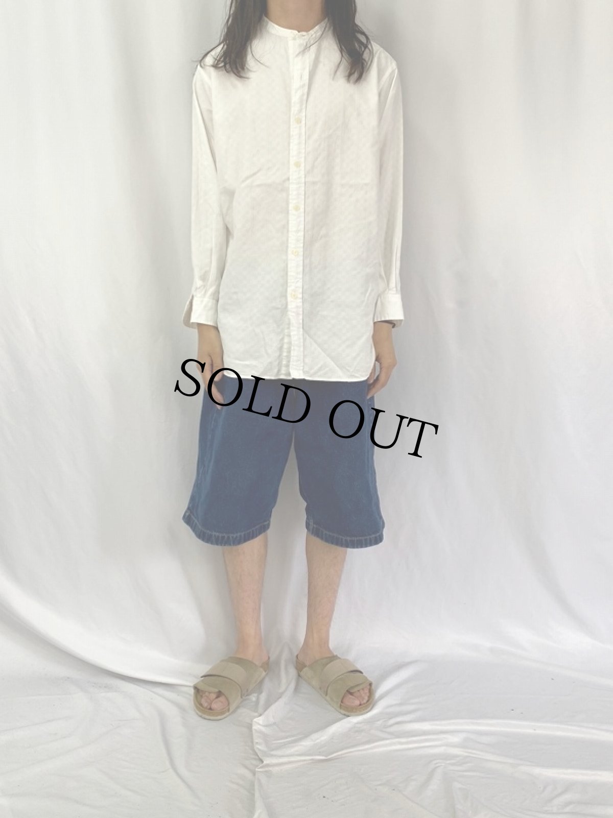 画像2: POLO Ralph Lauren "BERNARD" ストライプ柄 コットンバンドカラーシャツ M  (2)